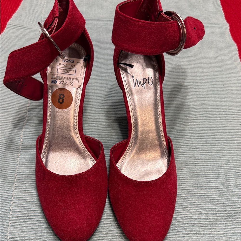 Impo Women's Burgundy Ankle Strap Heels